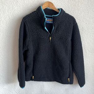 chubbies Black Sherpa Half-Zip Pullover with Light Blue Trim